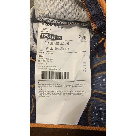 Ikea Aromatisk Cotton 20" X 20" Pillowcase Floral Blue Yellow - Picture 6 of 6